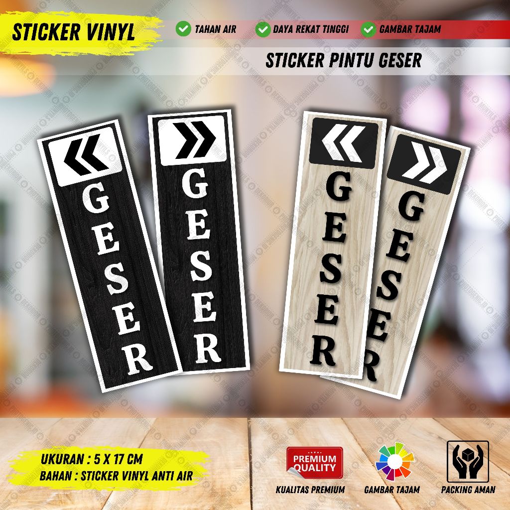 

STICKER PINTU Geser kanan Geser kiri Vinyl Glossy Anti Air 1 Pasang isi 2
