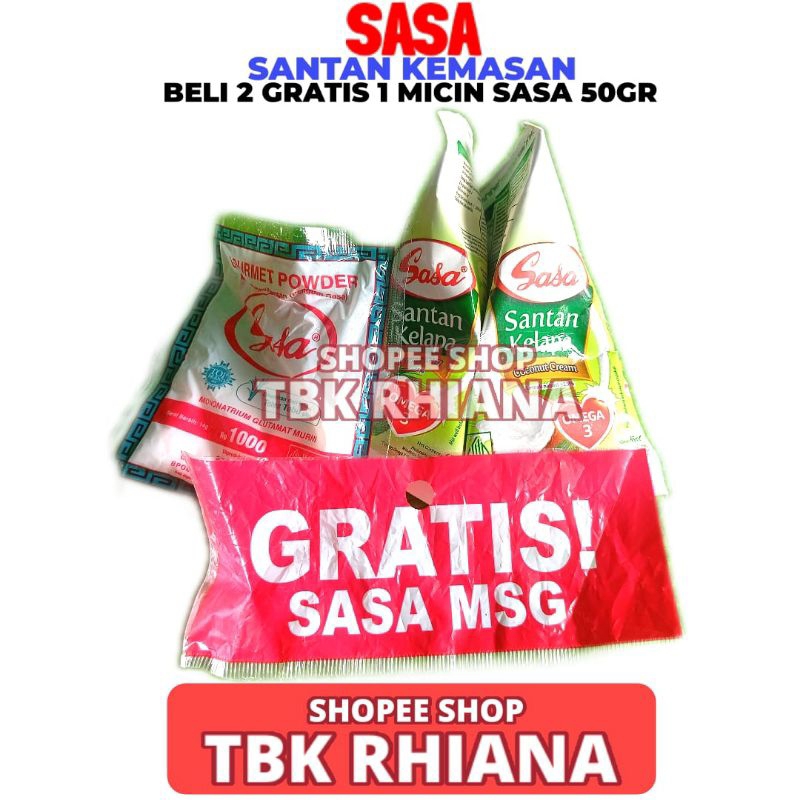 

Santan Cair Kelapa Sasa Isi 2 + Free 1 Micin Sasa 14 gr