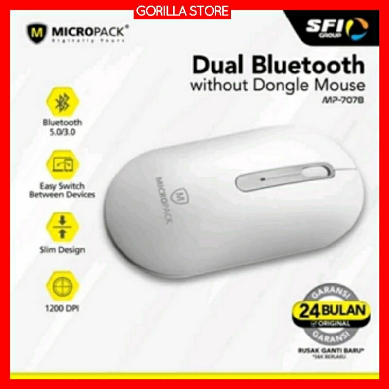 Micropack Dual Bluetooth Mouse 5.0/3.0 Inspire 2 (MP-707B) - Putih