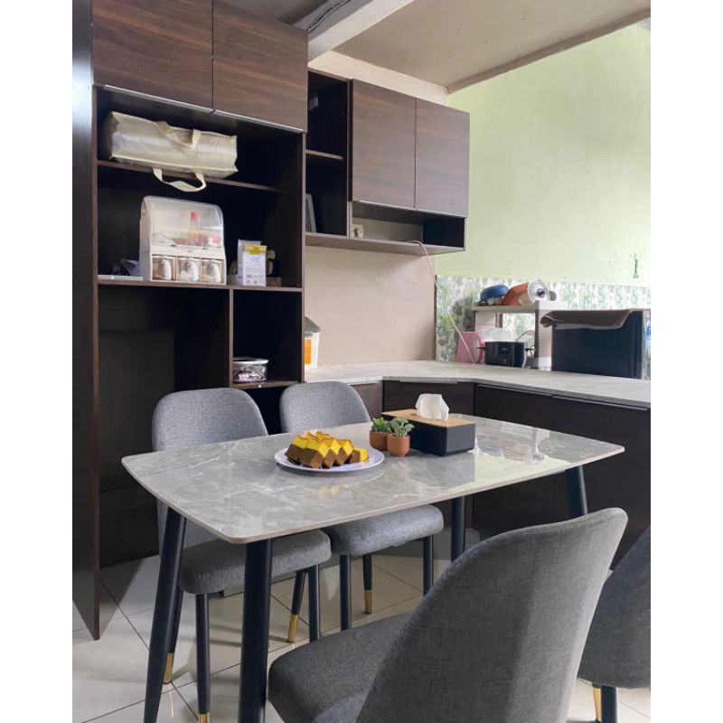 meja makan marmer 4 kursi