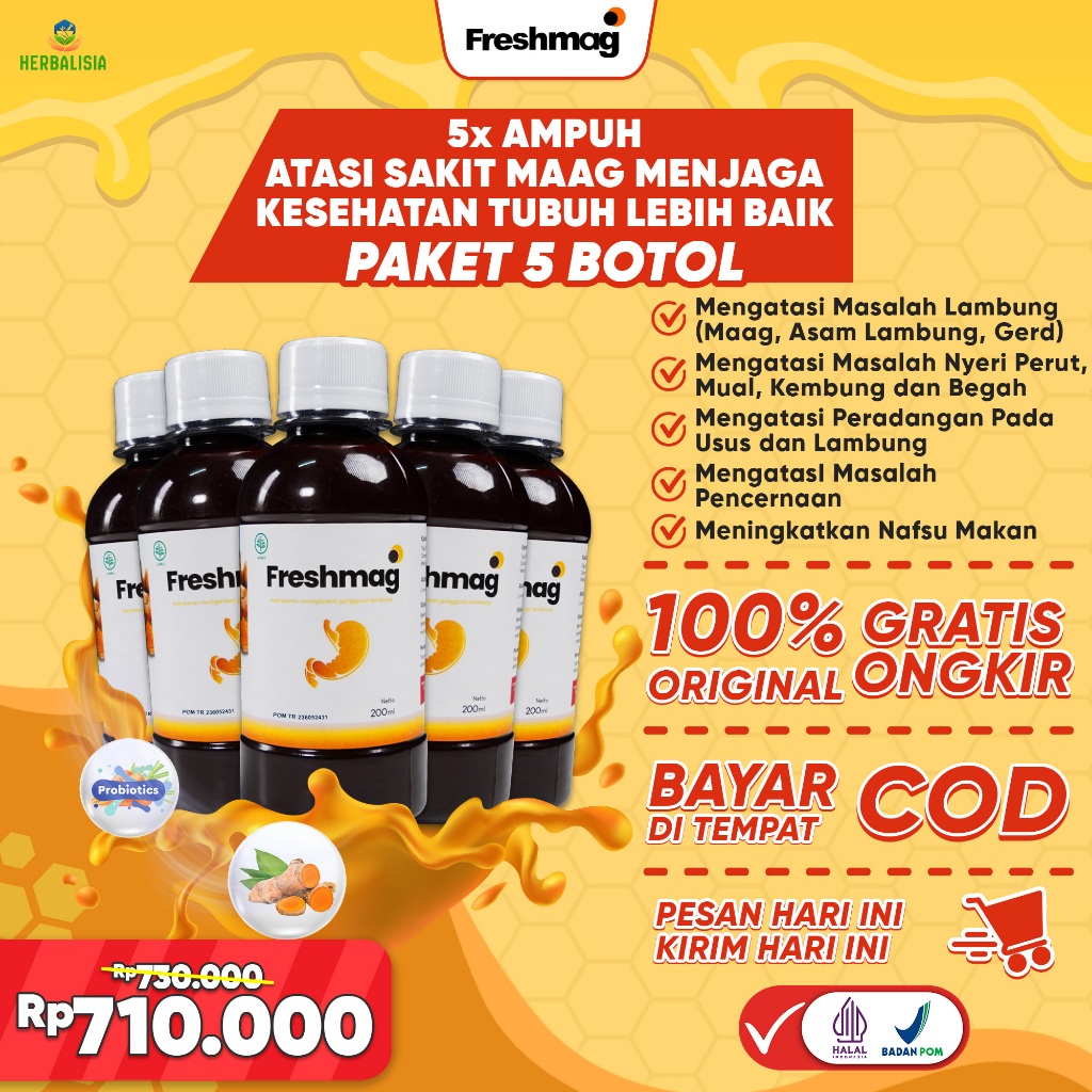 

FRESHMAG Madu Lambung - Solusi Cepat dan Tepat Untuk Asam Lambung dan Maag Paket 5 Botol