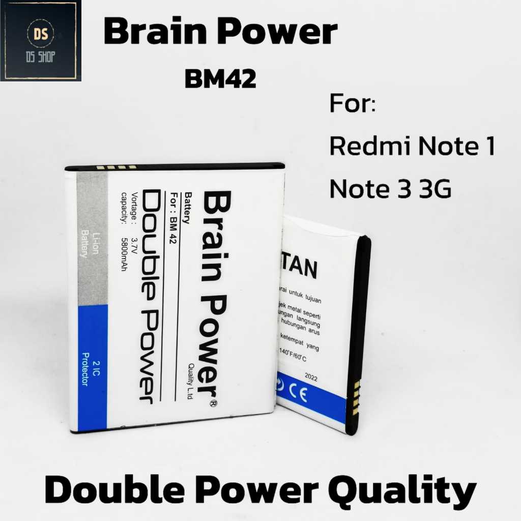 Baterai HP BM42 untuk XIAOMI Redmi Note 1 - Note 3 3G Battery Batre Double Power Quality
