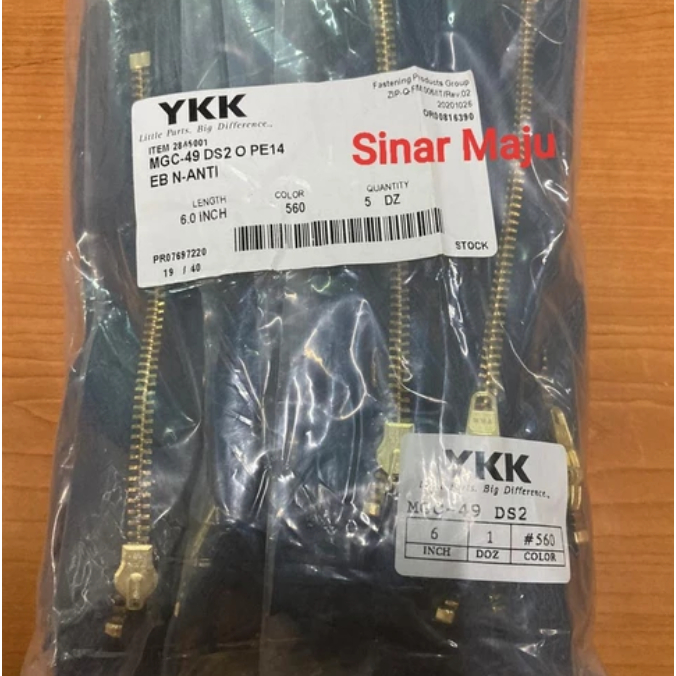 YKK MGC 49 6 inch 15 cm zipper resleting untuk celana jeans jins 5 lusin 1 pak