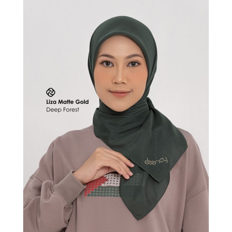 Hijab Polos Segiempat Deenay Liza Deep Forest||Seal Grey||Forest Green