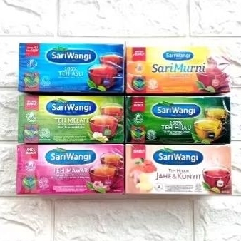 

TEH CELUP SARIWANGI 25-30BAGS ASLI/SARIMURNI/MELATI/HIJAU/MAWAR/JAHE&KUNYIT/KURMA MADU