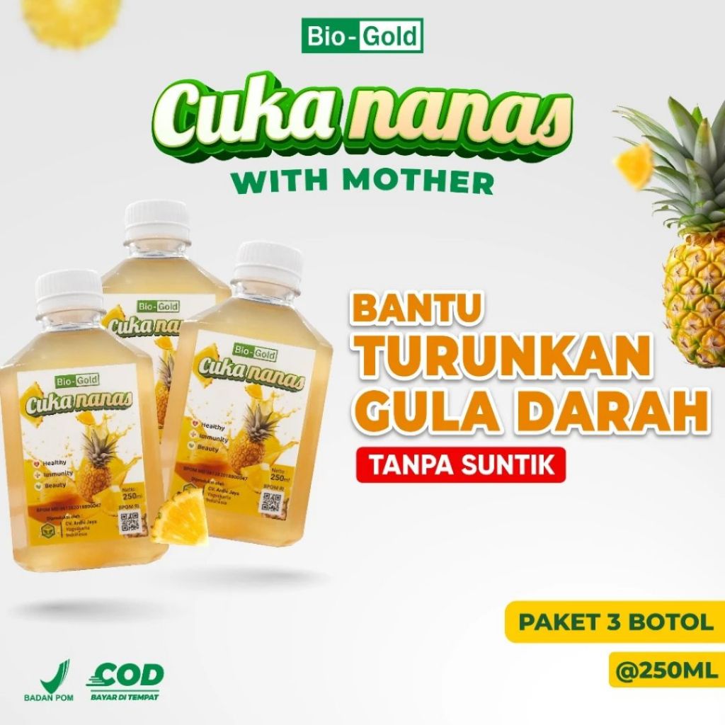 

Bundling 3 Botol Cuka Nanas Organik 250 ml 100% Fermentasi Buah Nanas Asli Stabilkan Gula Darah Tinggi Diabetes BPOM