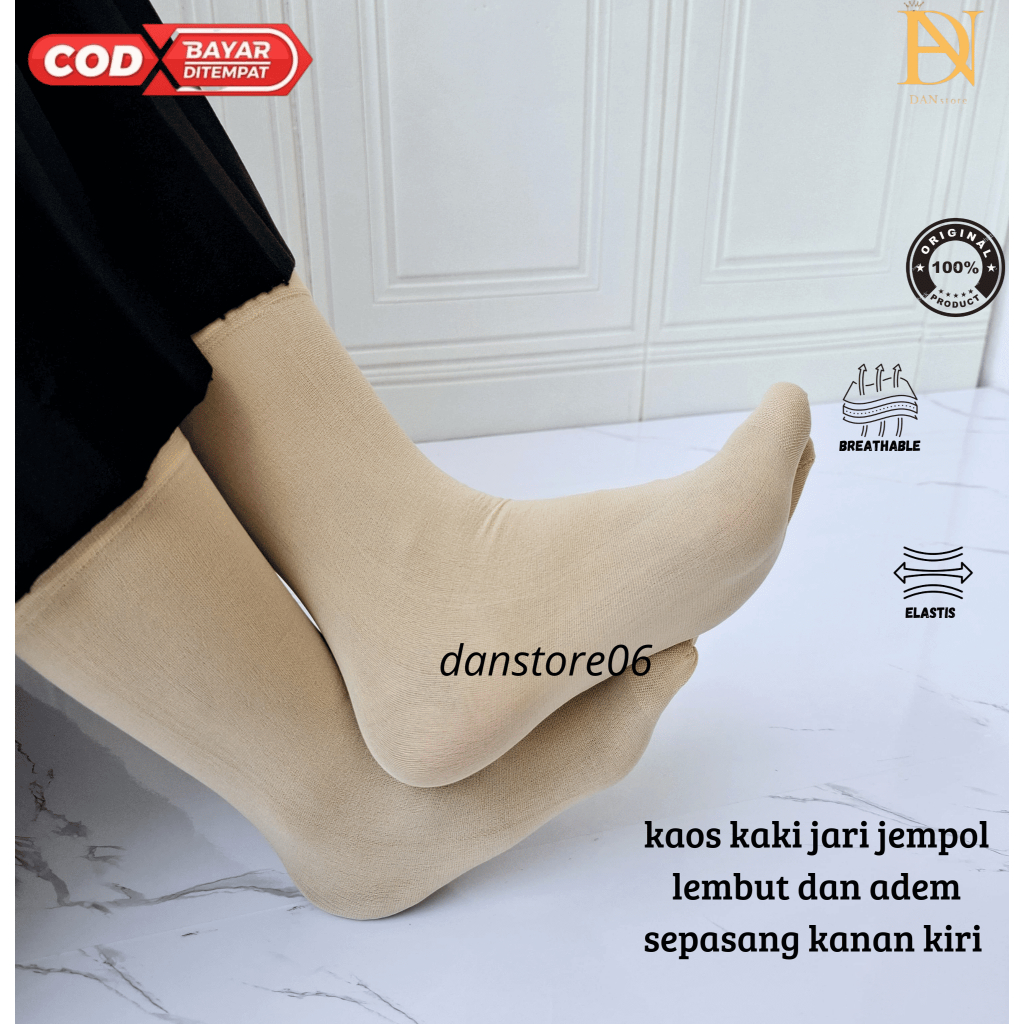 Kaos Kaki Stoking Jempol Tipis Polos  Panjang sebetis dewasa Warna Kulit Coklat Krem Untuk Wanita