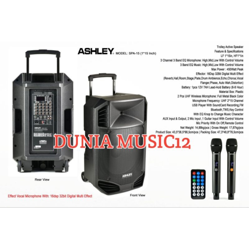 Speaker Portable Ashley Spa15 Original Speaker Ashley 15inch