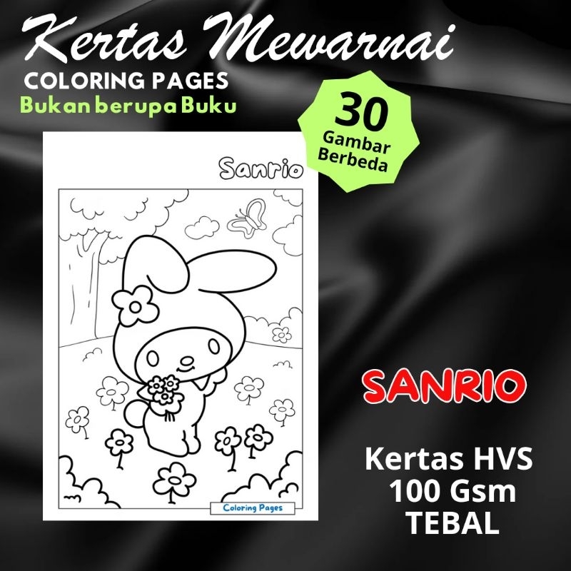 

DW13 Kertas Mewarnai SANRIO & FRIENDS - Desain Indah Penghilang Stres & Relaksasi, Terapi Warna Anti Stres