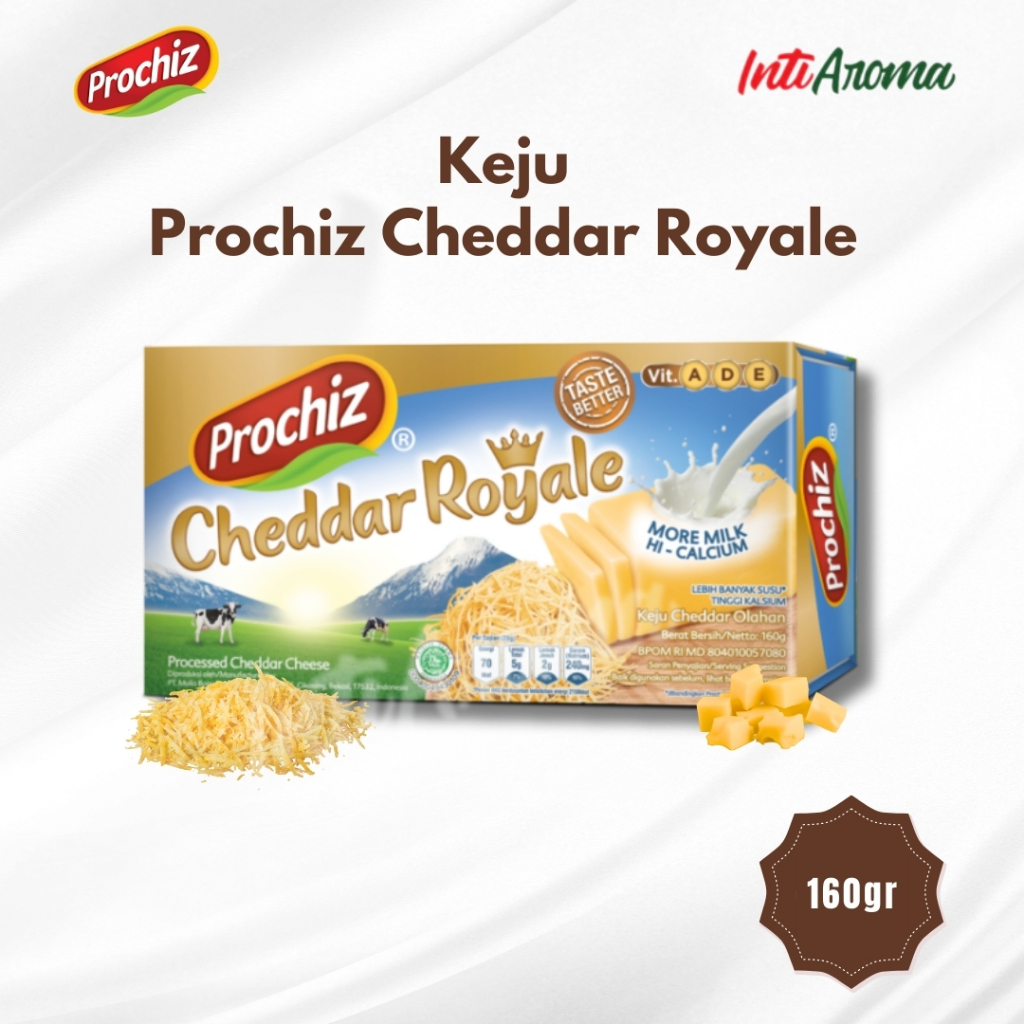 

Keju Prochiz Cheddar Royale Cheese Premium 160 Gram Keju Cheddar Halal
