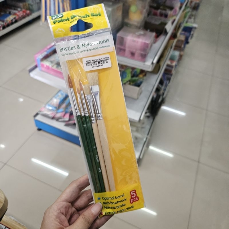 

kuas brush set cat air water color colour cat lukis cat minyak acrylic M&G (1 set isi 5)