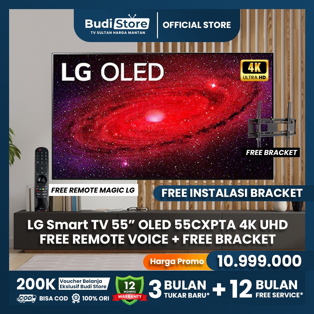 TV OLED LG 55 INCH 55CX 4K UHD Smart TV Baru 100% Original OLED 55CXPTA - Budi Store Official
