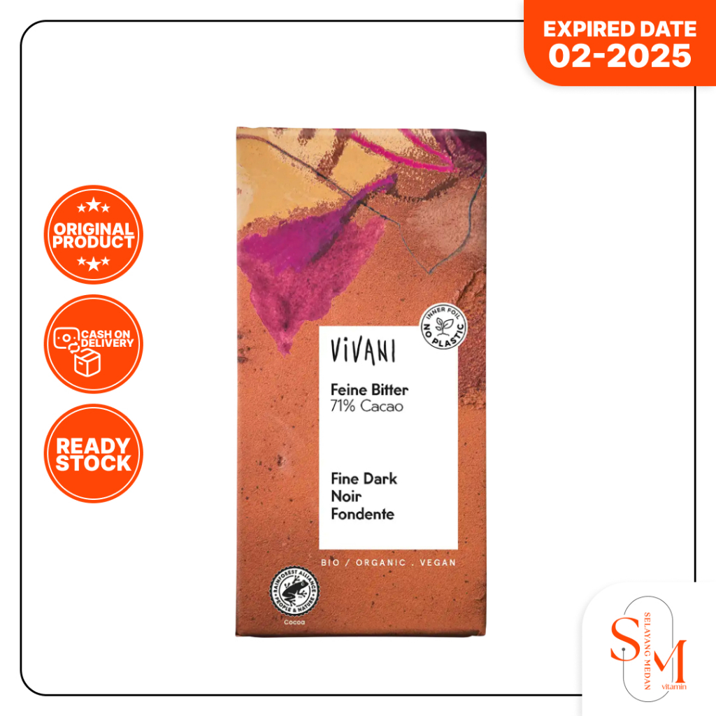 

Cemilan Cokelat Vivani 71% Cocoa Fine Dark Chocolate Bar - Real Cokelat Less Sugar Vegan