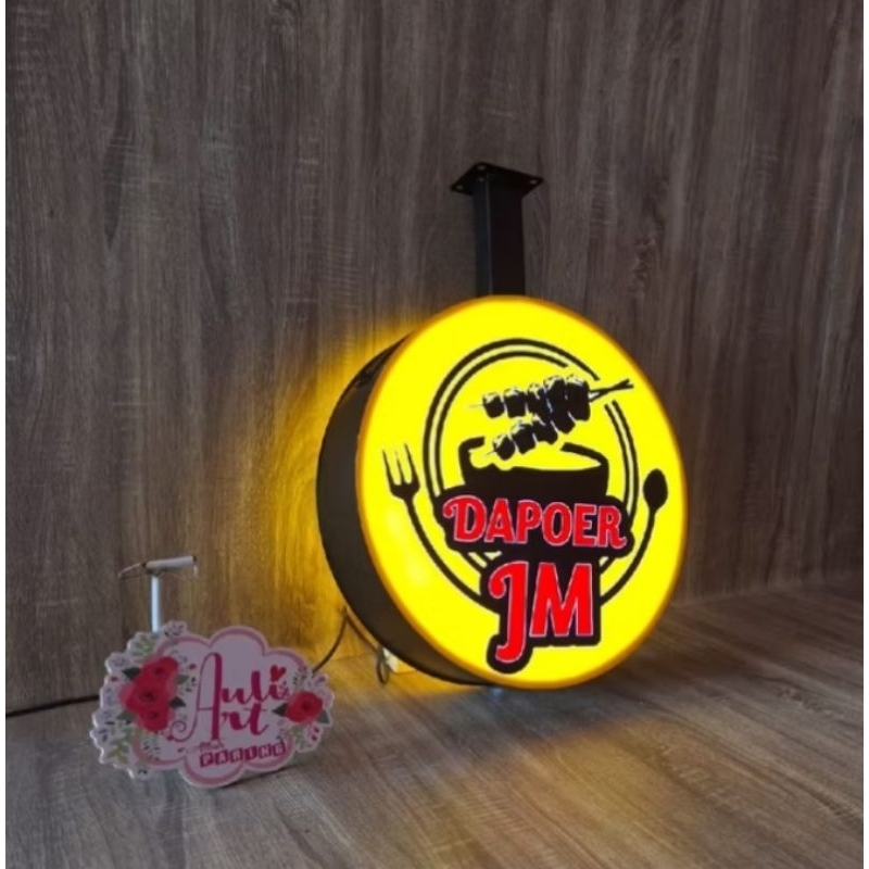 NEON BOX AKRILIK 2SISI BULAT / KOTAK