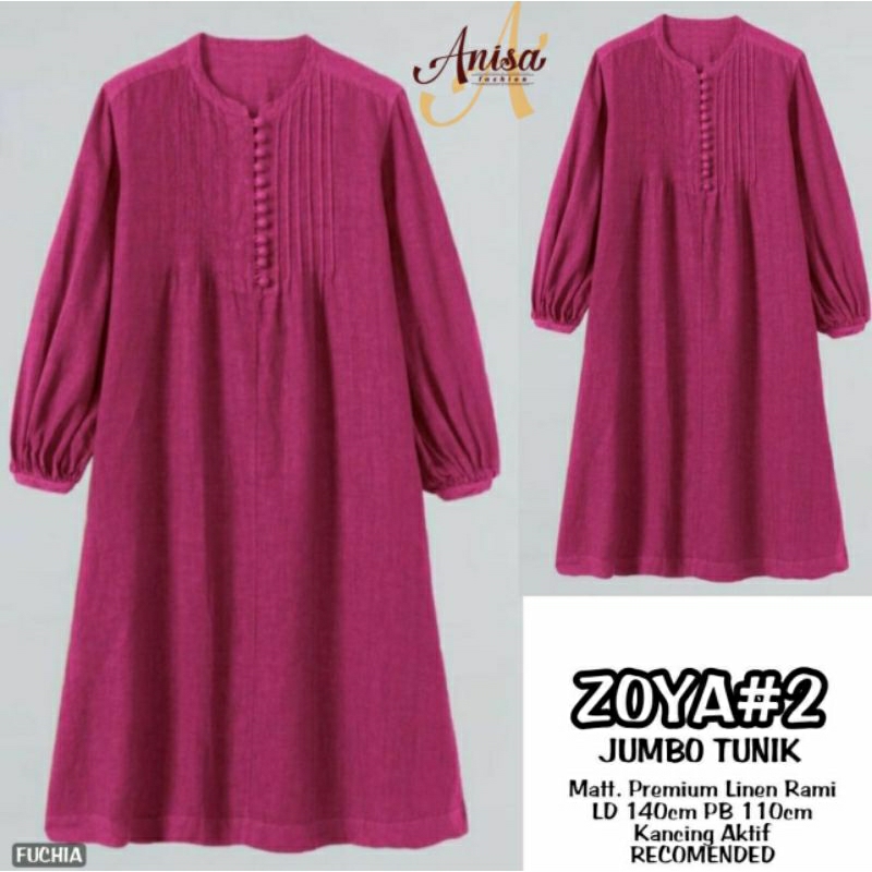 Lorika JUMBO LD 140 FIT XXXXL Midi Dress Katun Linen Gamis Fuchia Polos By Annisa