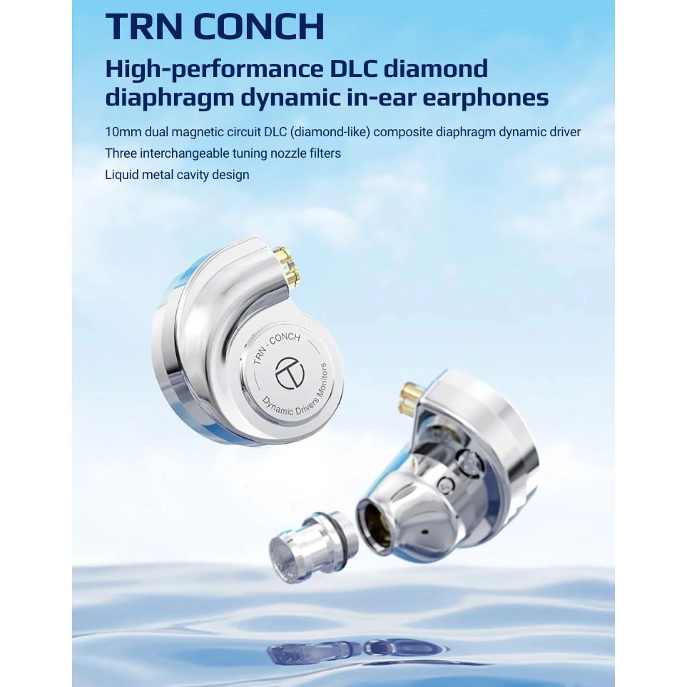 TRN Conch 10mm Dual Magnetic DLC In Ear Monitor Earphone