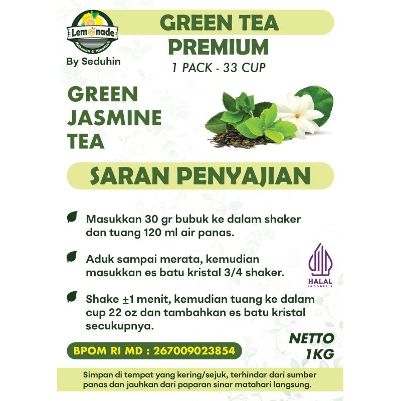 

SDF Green Tea - Jasmine - Teh Hijau 1KG / Bubuk Minuman