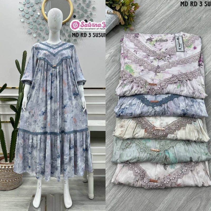 Midi dress renda susun salvina ys / midi dress rayon salvina ys