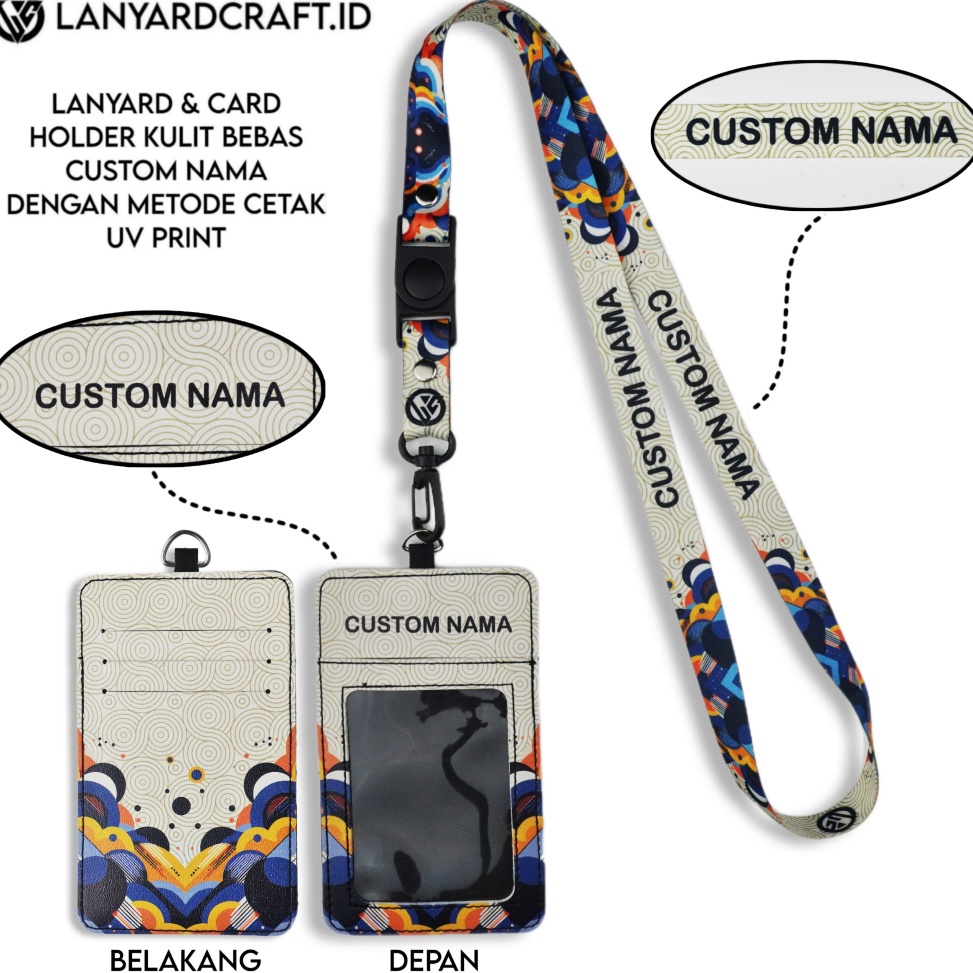 

Murah Populer V4 Id Card Holder Leather Custom Lanyard Custom Nama Abstract Series Gantungan Tali Lanyard Holder Id Card Kulit UV Print