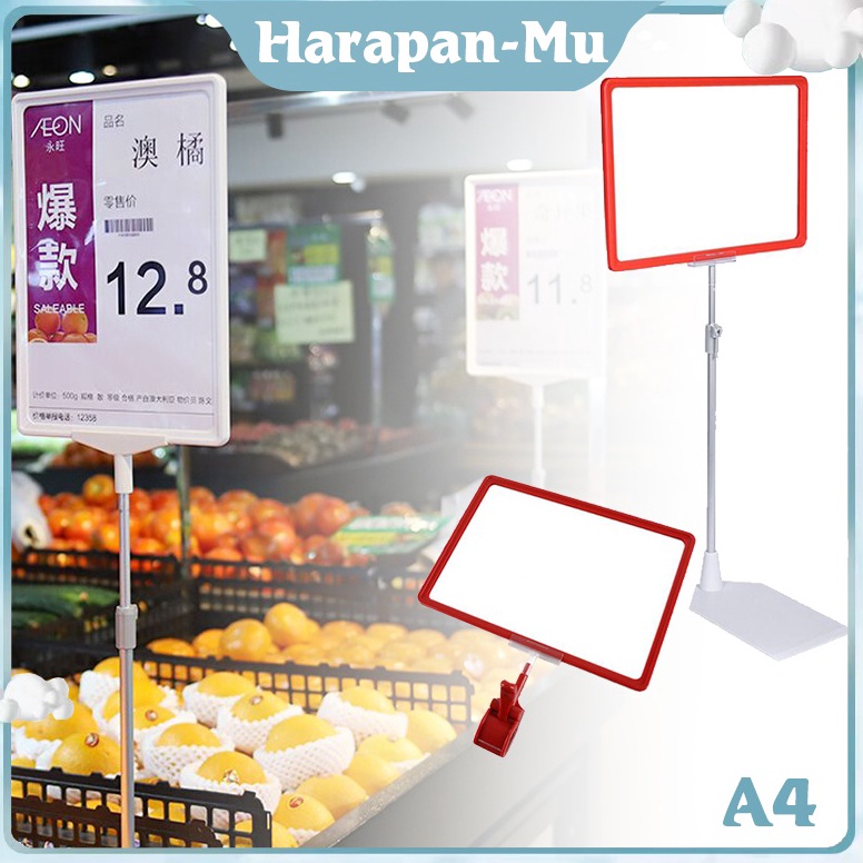 

KODE S4G6 1set Frame Display Promo Standing Display Pop Frame A4 Papan Promo Stand Promosi Toko Telescopic