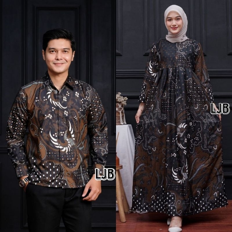 BAJU BATIK COUPLE / Kemeja Batik Pria Dewasa Lengan Panjang | Gamis Batik Pesta Mewah Busui / Baju B
