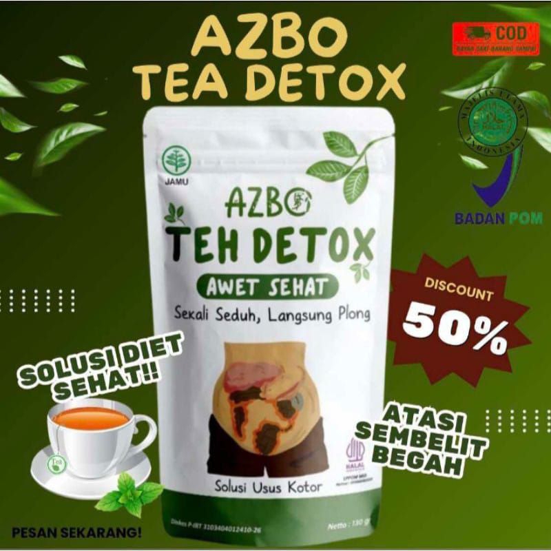 

[ORI PROMO] AZBO Teh Detox 130gram Teh Herbal TEH DETOX Detok Usus, BAB Lancar Tuntas dan Tubuh Sehat