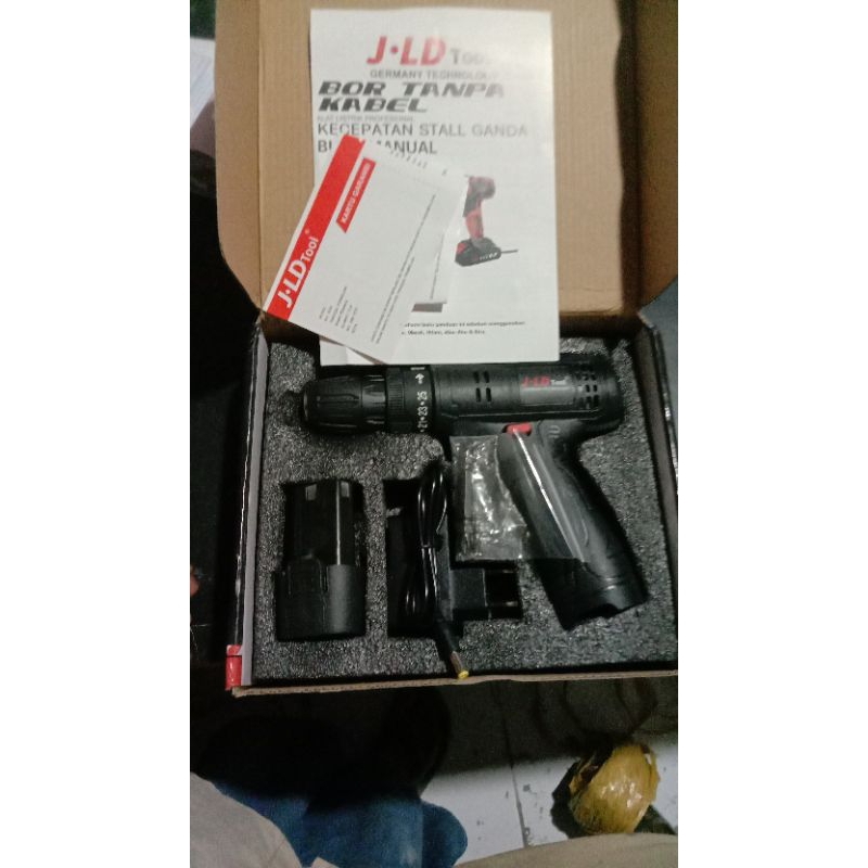 JLD Tols Bor Tangan Cordless Drill 1 Baterai 12S Mesin Bor Cordless 12 Volt Bor Batrai