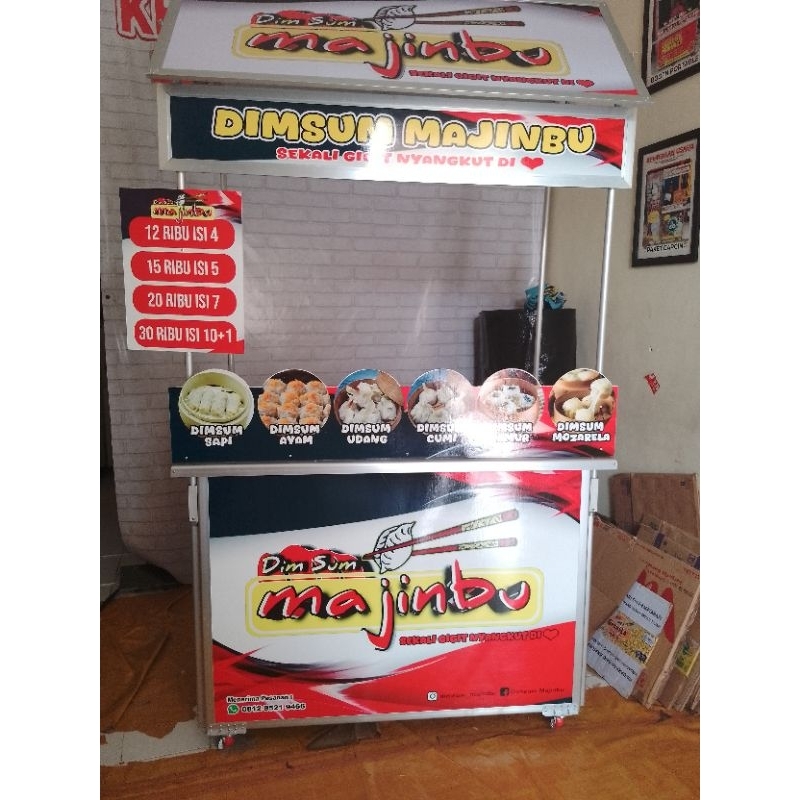 Booth portable Gerobak Lipat berbahan aluminium ukuran 120x60x190 cocok untuk jualan dimsum bakso pe