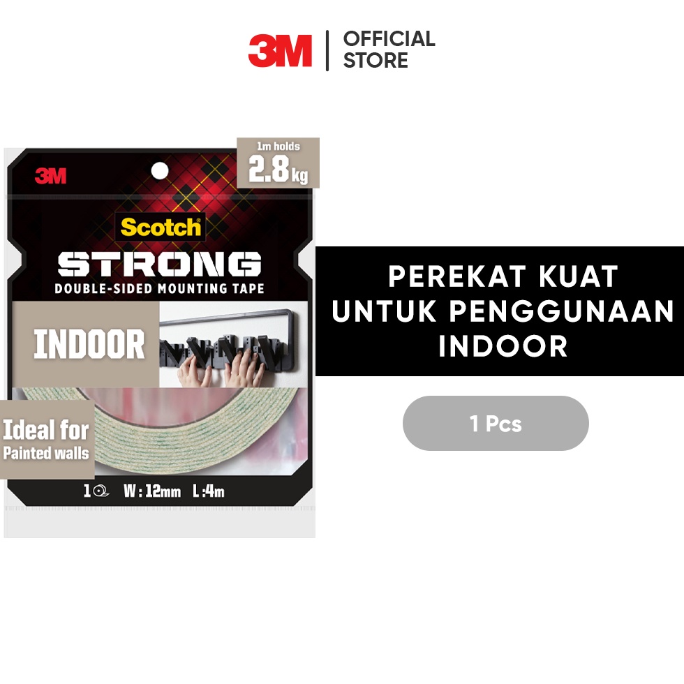 

KODE E8X9 3M Scotch Double SidedMounting Tape Strong 1M menahan hingga 45kg 1 pc 19 mm x 4 m Untuk pengunaan dinding dalam ruangan