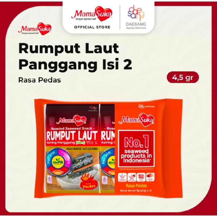 

MamaSuka - Rumput Laut Panggang Pedas Isi 2 @4,5 gr