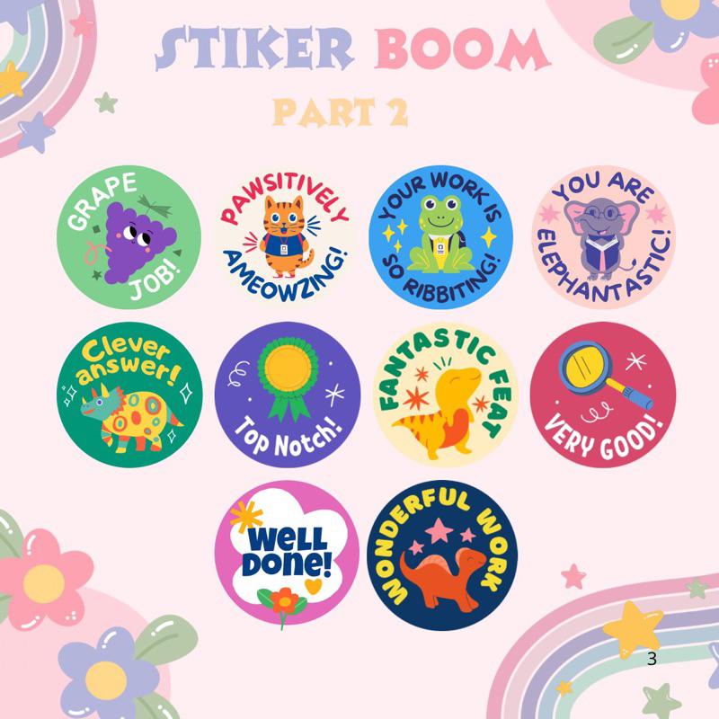 

STARLY - BOOM 2 STIKER BULAT STIKER DINO STIKER HEWAN STIKER BINATANG STIKER LUCU