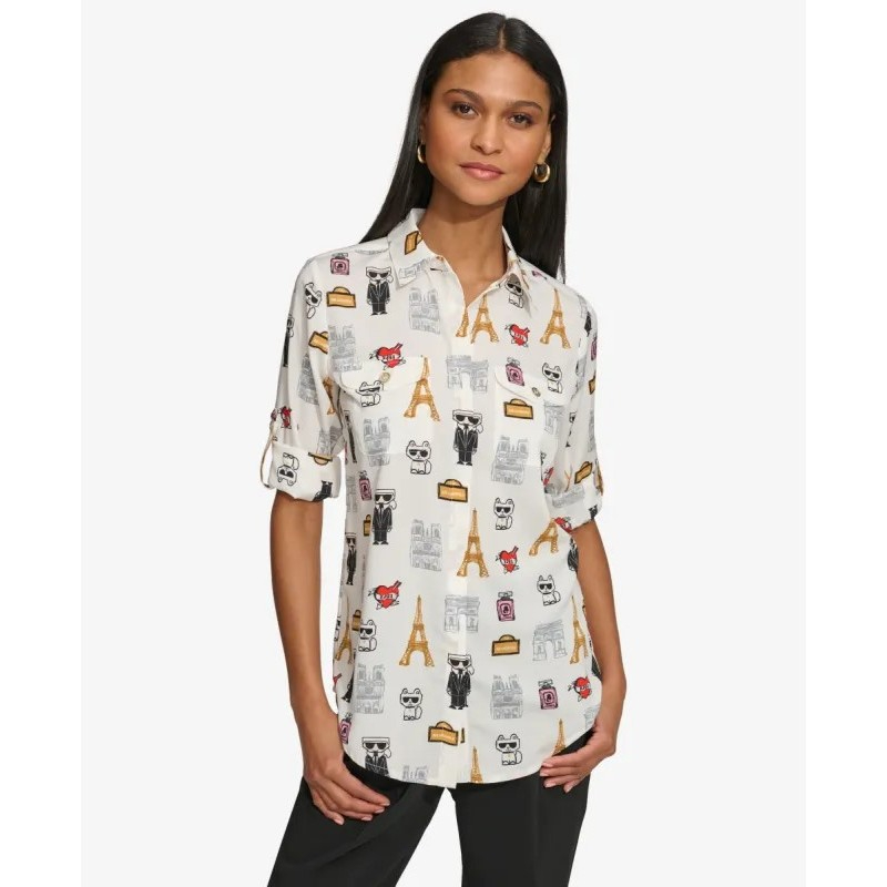 karl lagerfeld kemeja wanita OF 112 original printed white