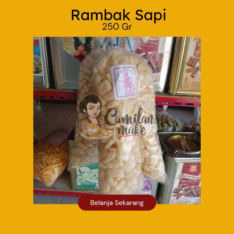 

RAMBAK SAPI/ CAMILAN MAK'E/ CEMILAN KRUPUK KULIT SAPI/ KRUPUK RAMBAK/ KRUPUK JANGEK/ SNACK KEMASAN