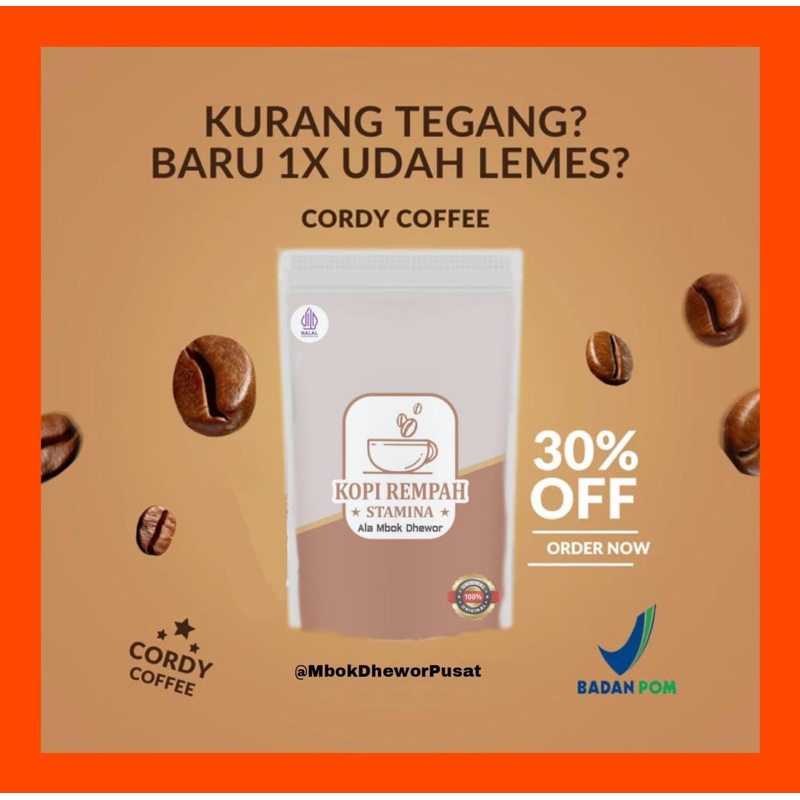 REMPAH HERBAL CORDYCAFE MBOK DHEWOR Virale Coffe Original Kopi Kuat Pria Obat Kuat dan Tahan Lama St