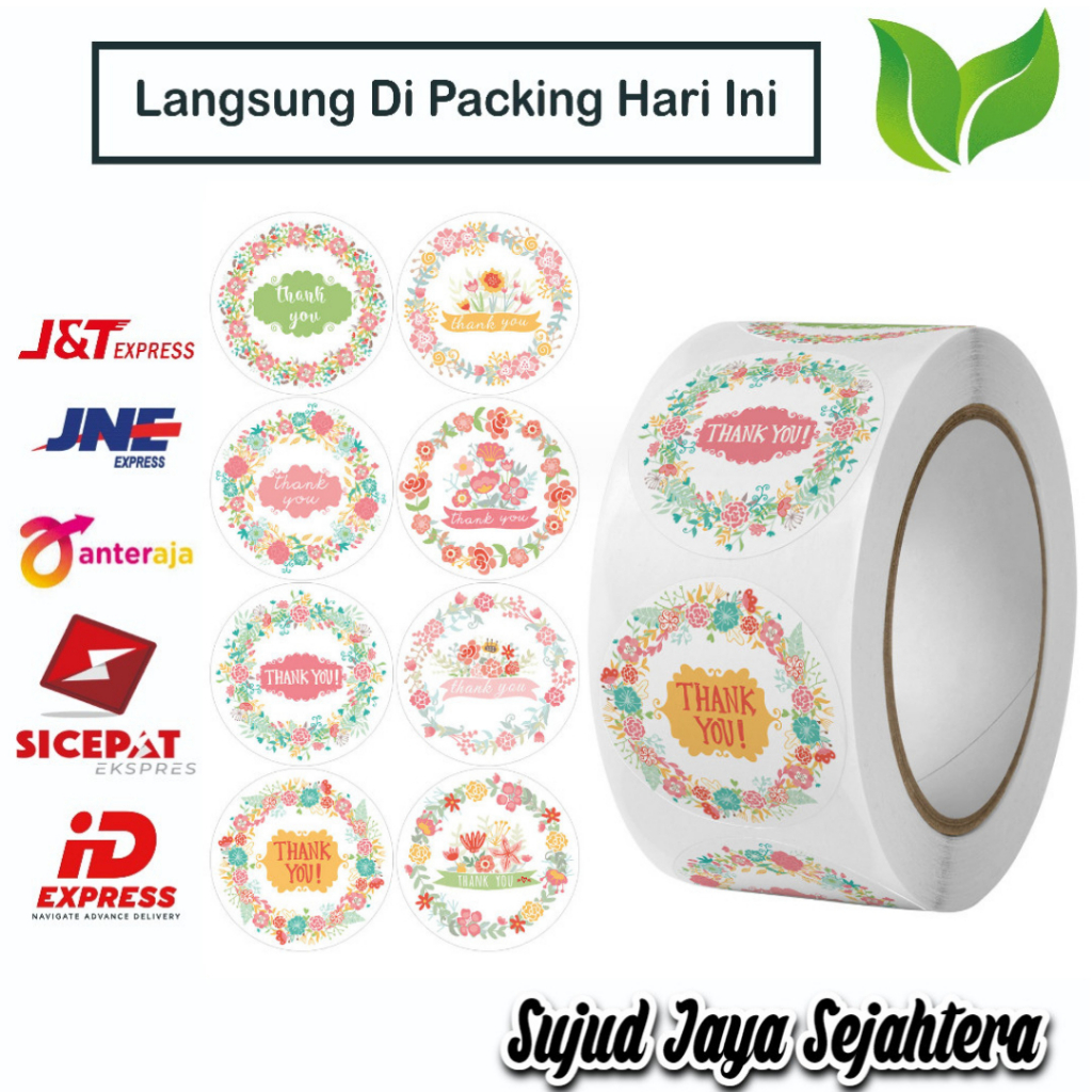 

26. STICKER THANK YOU STICKER TERIMA KASIH (MODEL RANDOM M) 1 ROLL ISI 500 PCS TINGGAL KUPAS DAN TEMPEL