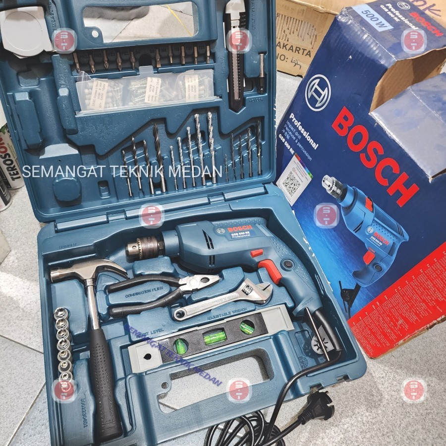 GSB500RE MESIN BOR LISTRIK IMPACT DRILL 10MM SET BOSCH GSB 500 RE