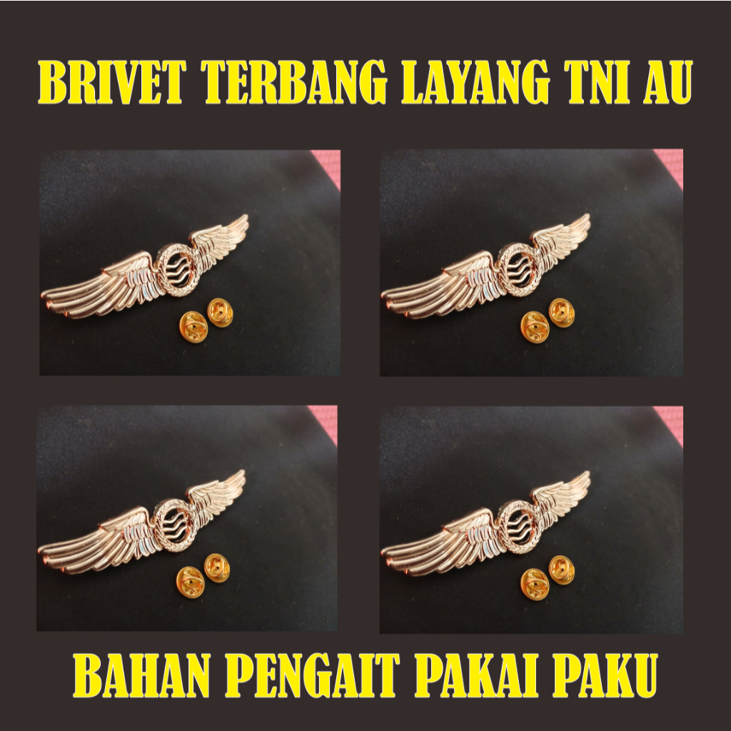 brevet/ wing emblem terbang layang TNI AU bahan logam berkualitas