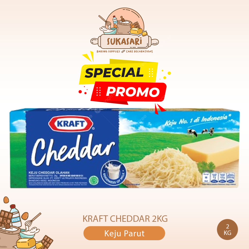 

PROMO Kraft cheddar 2kg blok KEJU PARUT Grated SALE