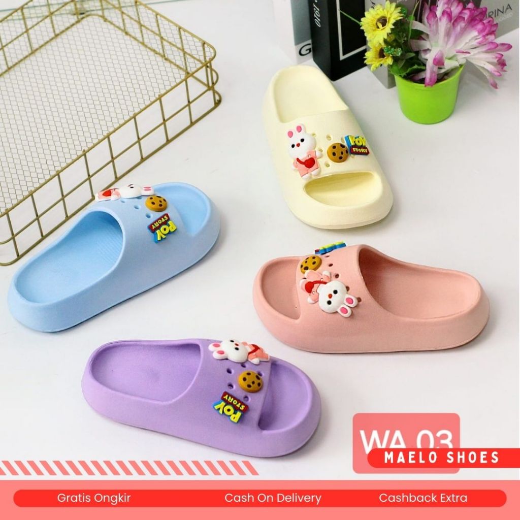 MAELLO SHOES - SANDAL ANAK PREMPUAN JELLY SLOP KARAKTER LUCU WA 03