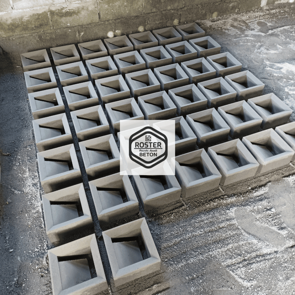 Roster Beton Minimalis Modern, Roaster Motif L Profil Ukuran 20x20 cm