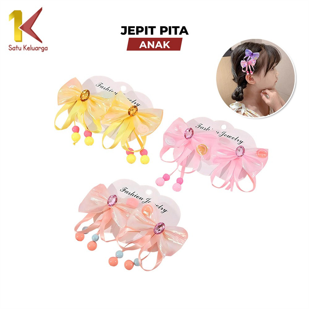 Satu Keluarga Jepitan Pita Anak Ikat Isi 2pcs C1156 Jepit Pita Aksesoris Rambut Anak Perempuan Lucu
