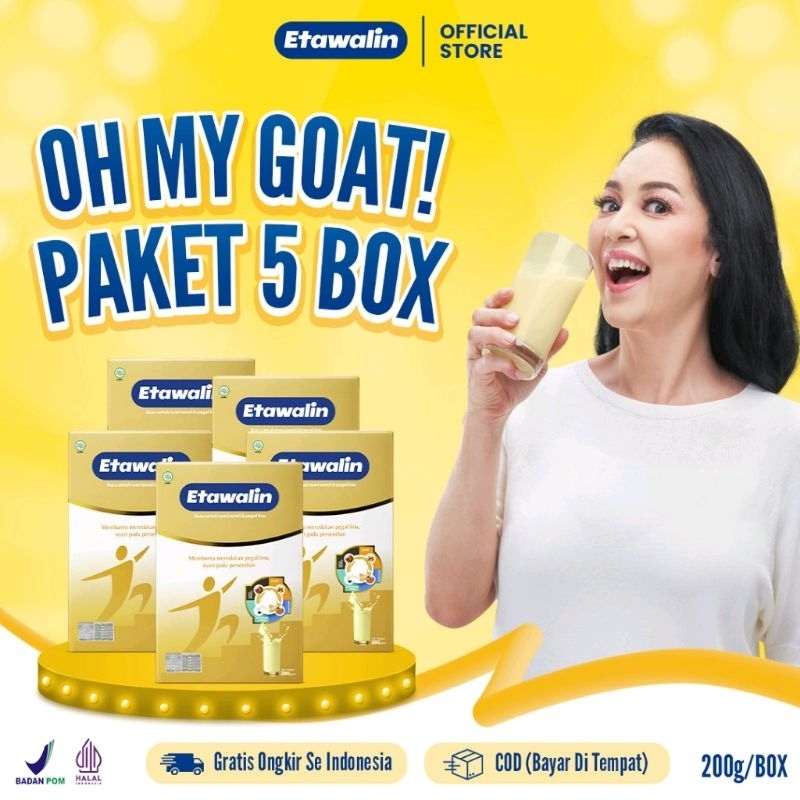 

Etawalin 5 Box - Susu Etawa Premium Cegah Pengapuran Tulang, Nyeri Sendi dan Rematik 100% Original