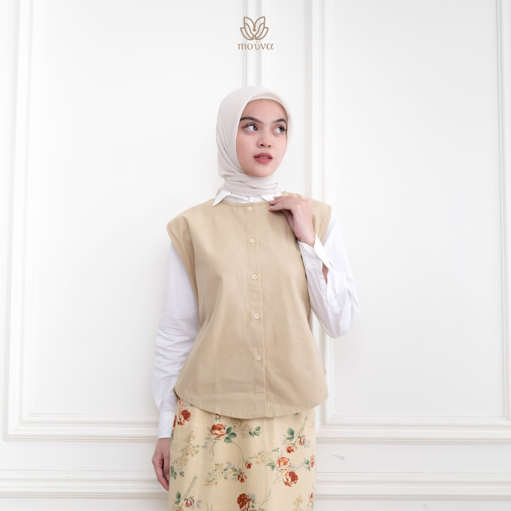 Mouva - Yarra Vest Atasan Wanita Rompi Polos Bahan Canvas