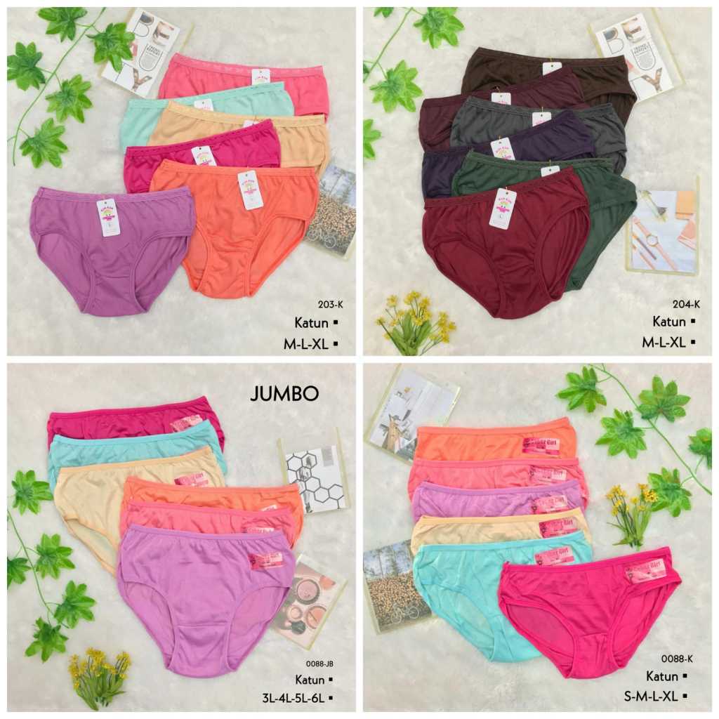 RVC75 - Celana Dalam Wanita S M L XL 3L 4L 5L 6L CD Cewek Remaja Dewasa Katun Polos Underwear Import