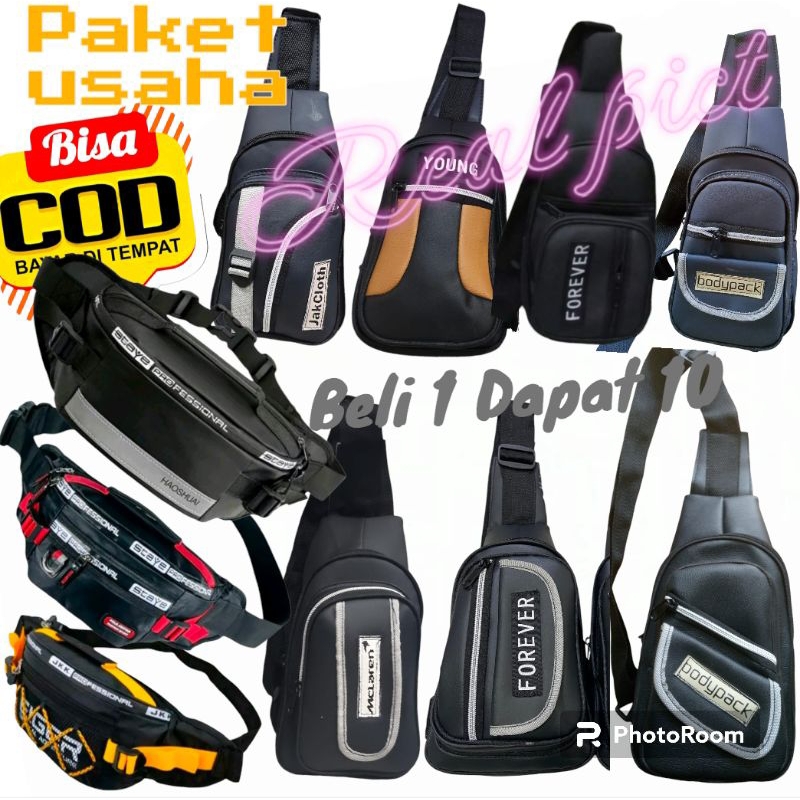 Paket Usaha 1 In 10 Tas Selempang Bahu Tas Pinggang Terlaris Pria