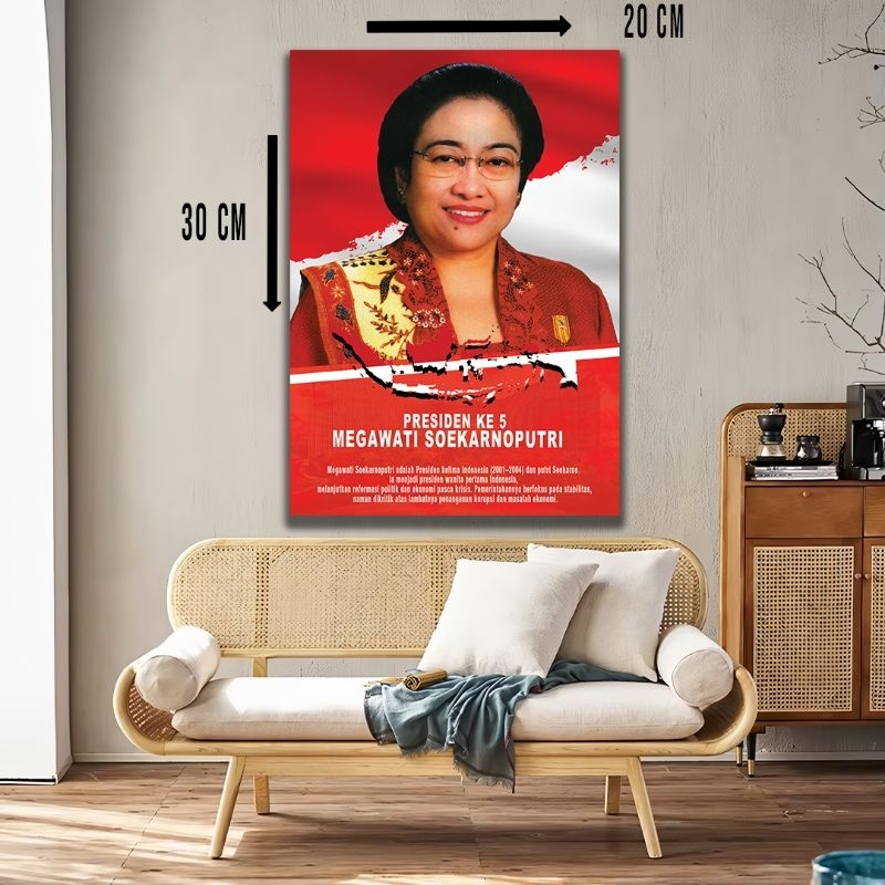 Hiasan Dingding poster MDF Dan Produk cetak Dekorasi Rumah Modern Photo Presiden Megawati Soekarno P