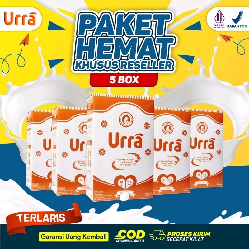 

[ PAKET 5 BOX ] URRA - SUSU KAMBING SAANEN BUBUK PREMIUM RASA ORIGINAL - Halal BPOM