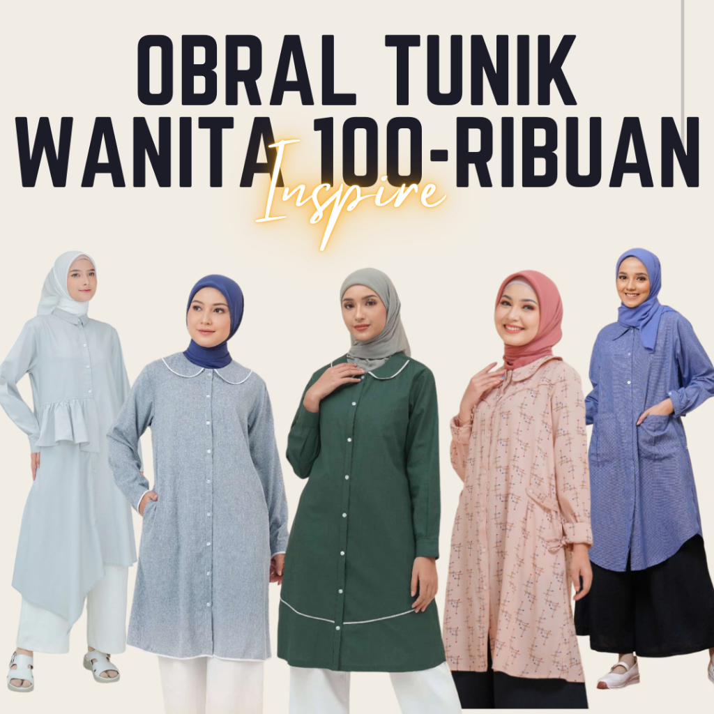 PROMO 100 RIBUAN ATASAN TUNIK WANITA TERBARU MURAH MODIS LUCU KOREAN STYLE POLOS BY INSPIRE - ITU 05