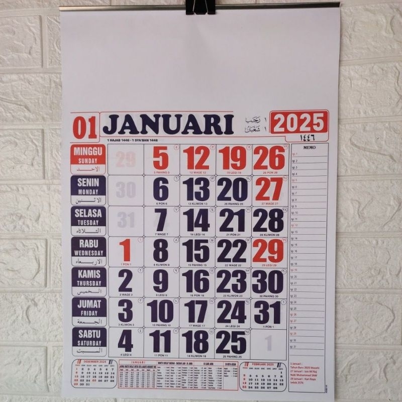 

Kalender kerja standar th 2025 ukuran 38 x 54cm