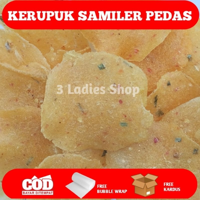 

Kerupuk Samiler Pedas Kerupuk Singkong Pedas Opak Singkong Kemasan 250 Gram